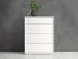 Home affaire kommode »naia«, made in denmark, mit abgerundeten schubladenkanten, schubladen auf metallgleiter, breite 77 cm, weiß, schubladen: Kommode Agata 4 Schubladen Holzfaserplatten Weiss
