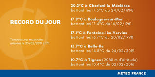 A 10h pour la météo boulogne sur mer, un ciel légèrement voilé est à prévoir, avec du soleil en perspective. Meteo France On Twitter Aujourd Hui Records De Temperature Pour Un Mois De Fevrier Pour La Bretagne Les Hautsdefrance Les Ardennes Mais Aussi En Haute Montagne Https T Co Kcavsekteu