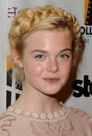 Double braids into low buns. Elle Fanning Heidi Braids Classic Crown Braids For Long Hair Hairstyles Weekly
