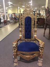 Gold Blue Gothic Wedding Bishop Church Holiday Santa King Lion Throne Chair Throne Chair King Throne Chair Luxury Dining Chair