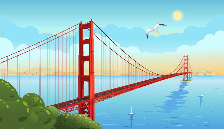 Puente Golden Gate sobre el estrecho. San Francisco. ilustración vectorial  2262047 Vector en Vecteezy