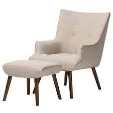 Baxton Studio Nola Mid Century Beige Brown Fabric Upholstered Accent Chair And Ottoman Set 7041 7042 Hd The Home Depot Chair And Ottoman Set Upholstered Accent Chairs Chair And Ottoman