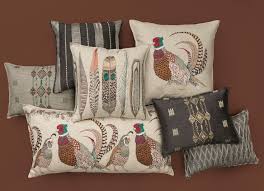 Embroidered Decorative Pillows From Coral Tusk Beautiful Layering Of Geometric Patterns Bird And Feather Throw Feather Decor Bedroom Pillows Feather Decor