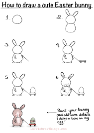 Easter bunnies and easter egg. Love To Draw Things How To Draw A Cute Easter Bunny In 6 Steps