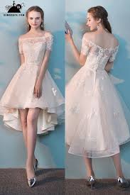 In preparation for the celebration must take into account every detail, so that nothing marred this joyful day. 79 14 Champagne Lace Off Shoulder Wedding Party Dress High Low Mxl86037 Gemgrace Com Short Wedding Dress Ball Gown Wedding Dress Party Dress