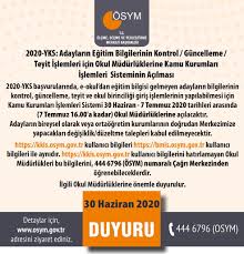 Ösym giriş internet sitesi ile kpss, lys, ygs, dgs sınavı tercih tarih ve sonuçları hakkında merak ettiğiniz her şey ölçme, seçme ve yerleştirme merkezi, kısaca ösym 1974 yılında kurulmuştur. Osym On Twitter 2020 Yks Adaylarin Egitim Bilgilerinin Kontrol Guncelleme Teyit Islemleri Icin Okul Mudurluklerine Kamu Kurumlari Islemleri Sisteminin Acilmasi Https T Co Gfvf5wfbzn Https T Co Hdyldxuxw1