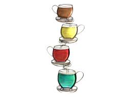 Each 7 wide x 8 high cup includes sawtooth hanger. Metal Wall Art Colour Coffee Tea Cup Tower