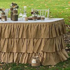 Bigbolo Three Tier Ruffled Burlap Table Skirt Walmart Com In 2020 Table Skirt Rustic Party Decor Banquet Tables