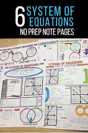 Systems Of Equations No Prep Note Bundle Systems Of Equations Equations Middle School Math Notes