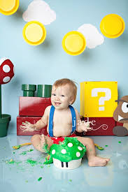 Super mario birthday cake pans & cupcakes. Super Mario Smash 1up First Birthday Smash Cake Lolo S Cakes Sweets