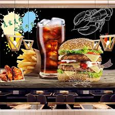 3d Wallpaper Hand Painted Hamburger Fast Food Restaurant Background Wall Painting Photo Wall Murals Papel De Parede 3d Paisagem Wallpapers Aliexpress Custom Wall Murals Wallpaper Stores Wall Murals