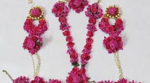 Pink Artificial Flower Jewelry Bridal Bride Bridesmaid Floral Jewelry Set For Women Girls H Flower Jewellery Flower Jewellery For Mehndi Wedding Flower Jewelry