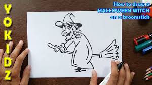 This is a terrific classroom project. How To Draw A Halloween Witch On A Broomstick Youtube