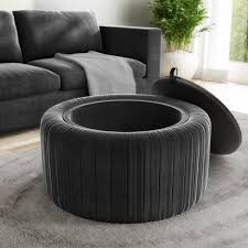 Frameless ottoman retains its shape, worktop securely fixed, but you can remove it by turning in the table ottoman. Dark Grey Velvet Coffee Table With Ottoman Storage Clio