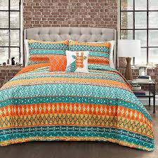 Turquoise can be used to liven up any space in the home, including the bedroom. Turquoise Viola Stripe 5 Pc King Quilt Set Kirklands