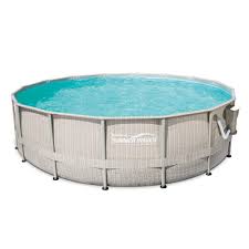 Summer Waves Elite 15 Ft Round 48 In D Light Wicker Print Elite Metal Frame Pool With Sfx1500 Skimmerplus Filter System P4b01548b156 The Home Depot In 2020 Summer Waves In Ground Pools Wicker