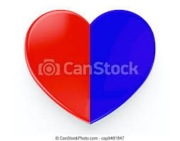 Heart shape usa flags and stars on blue background. Heart On White Half Red And Half Blue Heart On White Background Canstock