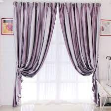 Add charm to your living room with these new designer purple curtains which gives a calm and pleasant look. Grey And Purple Stripe Curtains Are Presented In Modern Style Purple Living Room Striped Curtains Purple Curtains