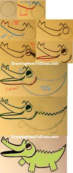 Within the mouth, enclose an irregular shape to form the tongue. How To Draw Cartoon Baby Crocodiles And Alligators Easy Tutorial For Kids How To Draw Step By Step Drawing Tutorials