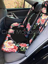 Classy Black Floral Car Seat Covers Set Of Two Front Seat Back Seat Car Covers Car Accessories For Girls Car Seats