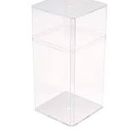 Large Tall Square Clear Plastic Box - 3-3/4″ x 3-3/4″ x 8-1/4″ - 048C