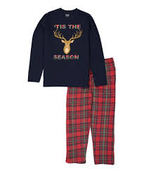 Joe Boxer Blue Red Tis The Season Flannel Pajama Set Men
