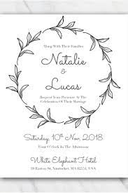 Black White Leaves Wedding Invitation Template Wedding Invitation Templates Black And White Wedding Invitations Black And White Leaves