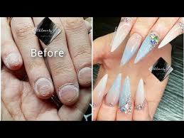 How to remove acrylic nails. Watch Me Work Pink Blue Baby Boomer Glitter Acrylic Nails Full Set Nails Ainsley Journal