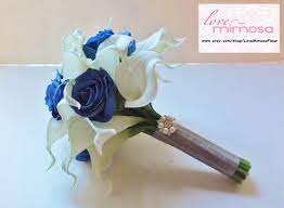 It's favorite for centerpieces and especially bouquets. she also recommends majolica spray roses and white garden roses. Bridesmaid Bouquets White Calla Lily Bouquet Royal Blue Etsy