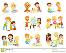 Kids Creativity Set Childrens Creativity Education And Development Concept Vector Illustrations On A Whi Education And Development Creative Kids Illustration