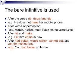 Должно быть он сказал им об этом. Bare Infinitive Infinitive Without To Ppt Download