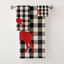 Black And White Buffalo Plaid Bathroom Decor Christmas Buck Deer Black White Buffalo Plaid Bath Towel Set Zazzle Com Christmas Bathroom Decor Towel Set Pirate Bathroom Decor