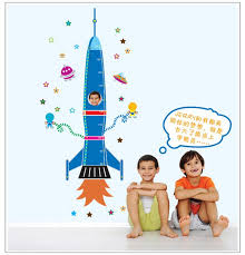 us 7 62 large cartoon rocket measure height fit for children removable pvc wall stickers height chart for kids room sticker in wall stickers from