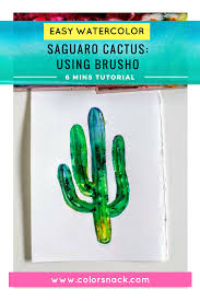 Über 7 millionen englische bücher. Watercolor Cactus Painting Series Saguaro Cactus With Brusho Crystals