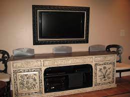 This Is A 72 Inch Tv We Custom Designed And Framed To Match The Furniture Piece Beneath It Custom Frame Shop Framed Tv Frame Shop