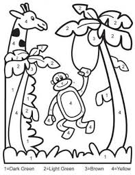 Color By Numbers Printables For Kids Lovetoknow Jungle Theme Classroom Color By Numbers Preschool Jungle