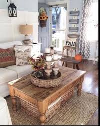 Large Storage Baskets Under Tables Benches Along With Rustic Detail Cute Troff Ide Coffee Table Farmhouse Coffee Table With Baskets Decorating Coffee Tables