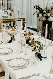 Black And White Wedding Decorations Cheap Organic Wedding Table Setting Gold Wedding Table Decor Modern Black And White We In 2020 White Wedding Table Setting White Wedding Decorations Wedding Table Settings