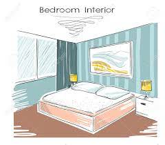La chambre à coucher est le refuge ultime qui nous abrite en nous offrant le confort et l'harmonie dont on a besoin. Sketchy Illustration Couleur De L Interieur De La Chambre Dessin Maison Moderne Main Clip Art Libres De Droits Vecteurs Et Illustration Image 57016256