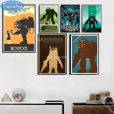 Pushpin or blue tack on the wall easy to stick and remove suitable for living room, bedroom, study, office, bar and childrens room perfect for cafe, home wall decoration specifications. Bioshock Rapture Video Game Poster Retro Kids Gift Canvas Painting Posters And Prints Wall Art Picture Living Room Home Decor Painting Calligraphy Aliexpress