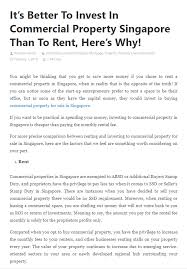It S Better To Invest In Commercial Property Singapore Than To Rent Here S Why Investing Commercial Property Commercial Property For Sale