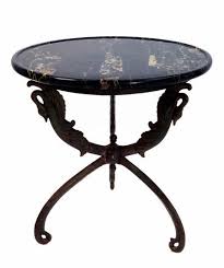 Cast Iron And Black And Gold Portoro Marble Gueridon Neoclassical Metal Side End Table By Victoria Son Black Side Table Cast Iron Table