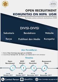 Kalimat ajakan untuk masuk organisasi. Pengumuman Open Recruitment Komunitas Knmipa Ugm