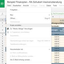 Microsoft excel ist zwar das nonplusultra, wenn es um das erstellen und bearbeiten von tabellen geht. Hinweise Zur Mustertabelle Finanzplan Insolvenzberatung Ra Schubert