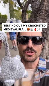 I’d stop, but @ithinkthere4ilamb keeps getting back up 🧶🩸⚔️🏰, #crochet  #crochethumor #yarnaddict #yarn #medieval #renfaire