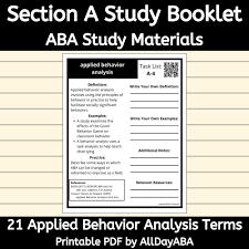 Section A Study Booklet 5th Edition Task List Aba Study Etsy Study Materials Exam Prep Applied Behavior Analysis