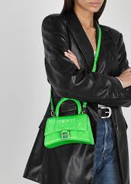 Looking for a good deal on bag balenciaga? Balenciaga Hourglass Xs Neon Green Leather Top Handle Bag Harvey Nichols