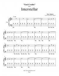 Interstellar End Credits Hans Zimmer Sheet Music Interstellar Hans Zimmer