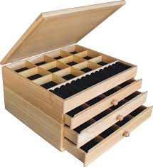 Kendal real wood/wooden jewelry box case (dark brown grey velvet 2021 upgraded). Celtic Jewelry Box