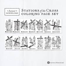 My first graders are coloring them and writing the words to accompany the pictures to post in our catholic school. Printable Coloring Catholic Pages For Kids Photo Inspirations Il Fullxfull 2235563479 8fwd Stations Of The Cross Bundle Slavyanka